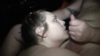 Wife gets Spit Roasted Takes Hot Load in the Mouth