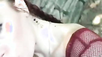 White girl sucks in public